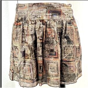 Isabel Marant Silk Gold Geometric Patterned Skirt Sz 1/ US 4